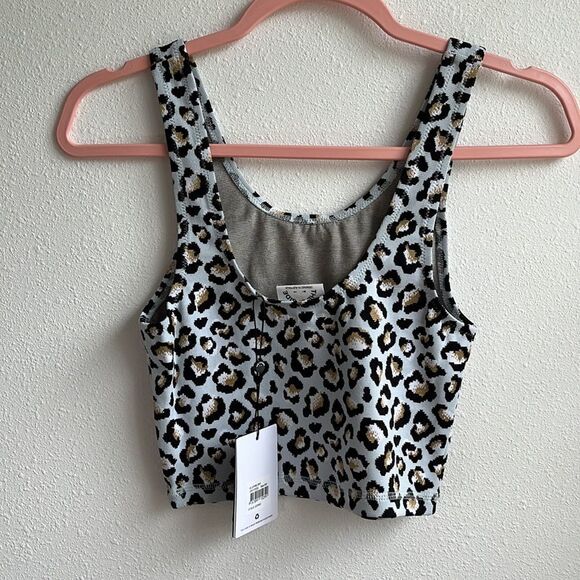 The Upside Ice Blue Leopard Crop Top Women’s Size XXS - Picture 3 of 6